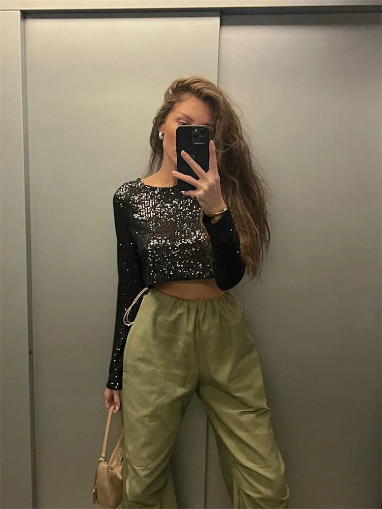 Dafinna Sequined Crop Top … Blonder Mercantile