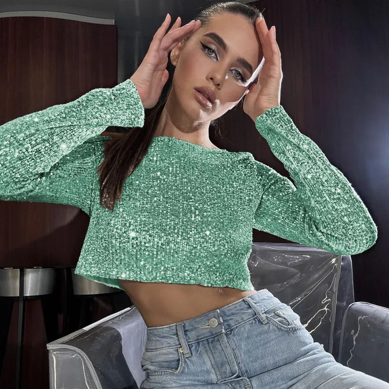 Dafinna Sequined Crop Top … Blonder Mercantile