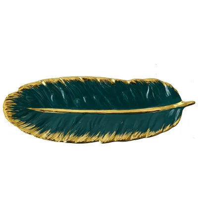 Gold Leaf Feather Tray