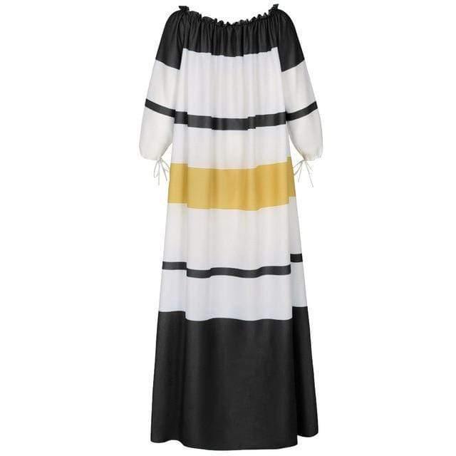 Santorini Striped Shoulder Baring Maxi Dress … Blonder Mercantile