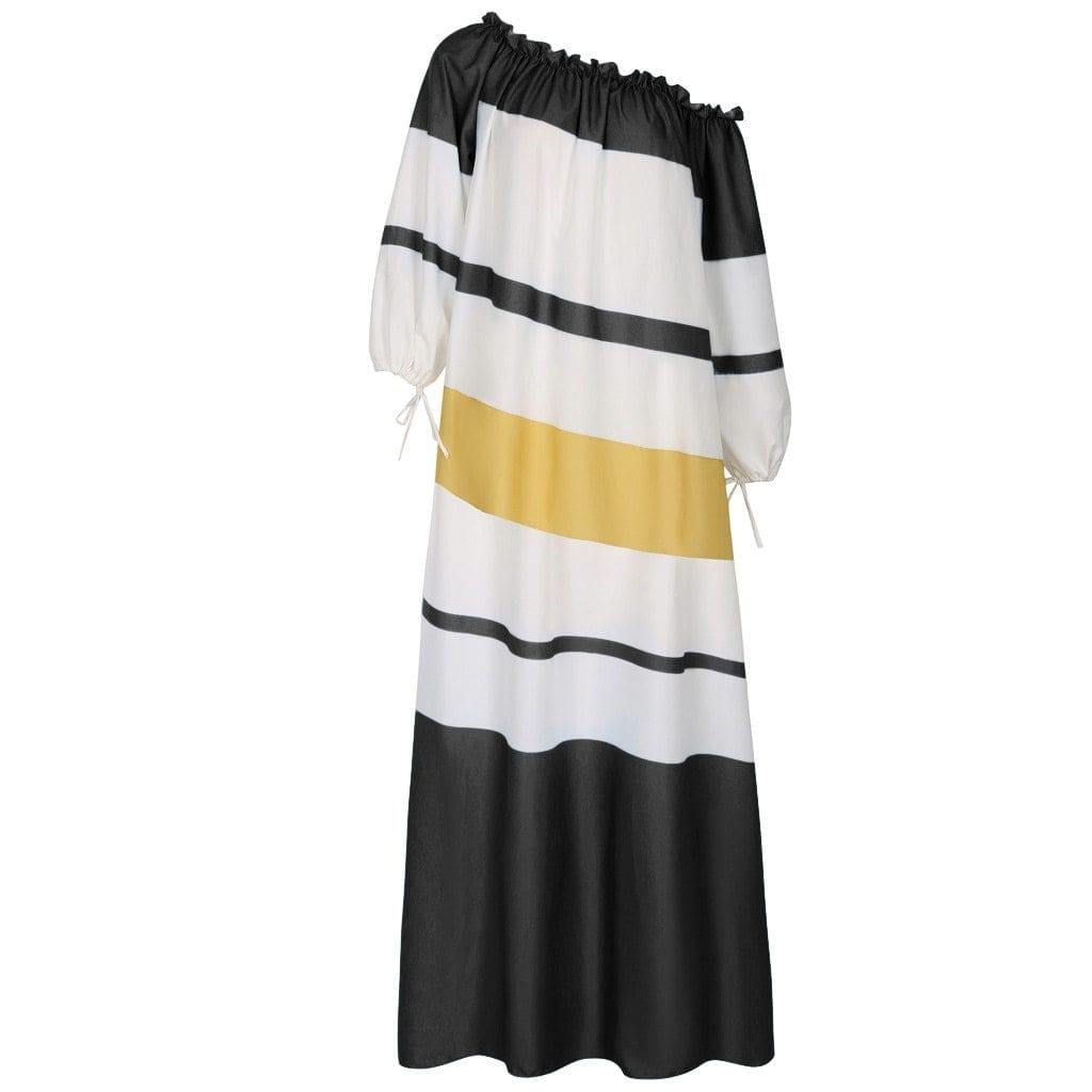 Santorini Striped Shoulder Baring Maxi Dress … Blonder Mercantile