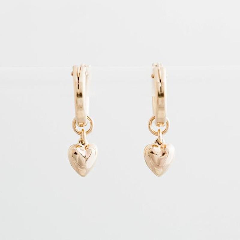 Gold Dangling Heart Hoops … Blonder Mercantile