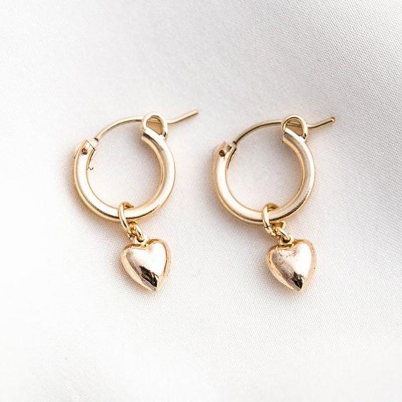 Gold Dangling Heart Hoops … Blonder Mercantile