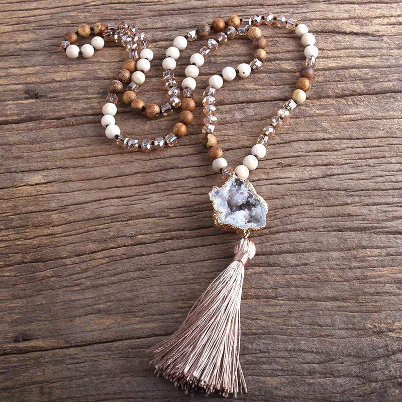 Long Knotted Tassel Stone Necklace … Blonder Mercantile