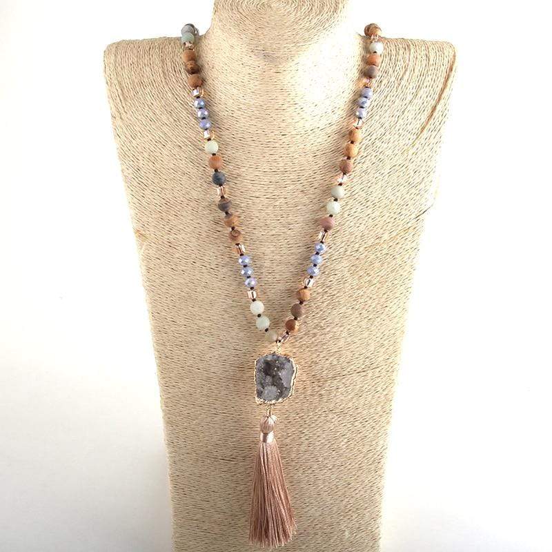 Long Knotted Tassel Stone Necklace … Blonder Mercantile