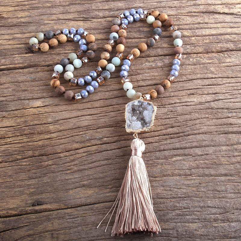 Long Knotted Tassel Stone Necklace … Blonder Mercantile