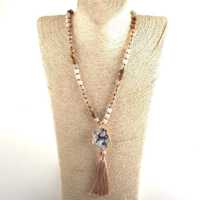 Long Knotted Tassel Stone Necklace … Blonder Mercantile