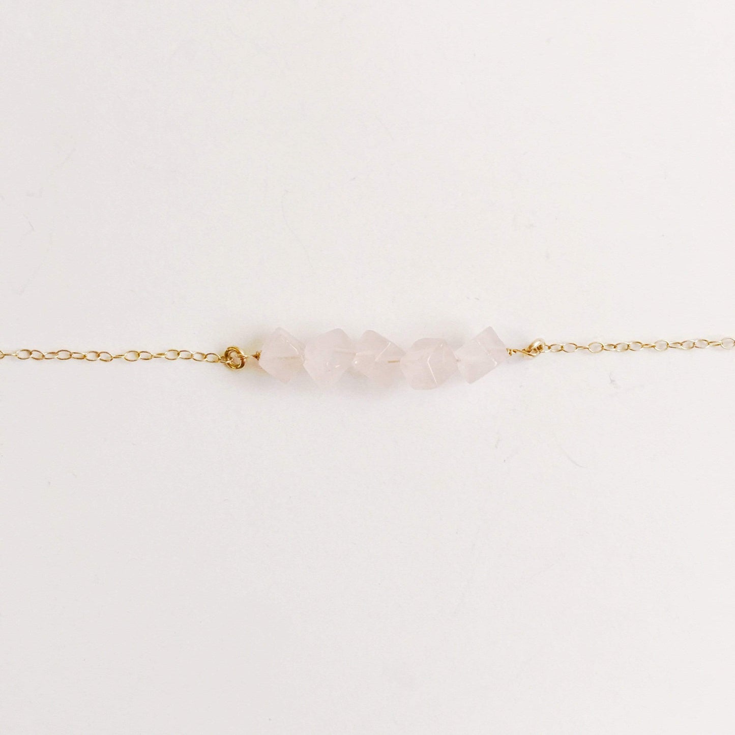 Rose Quartz Square Minimalist Necklace … Blonder Mercantile