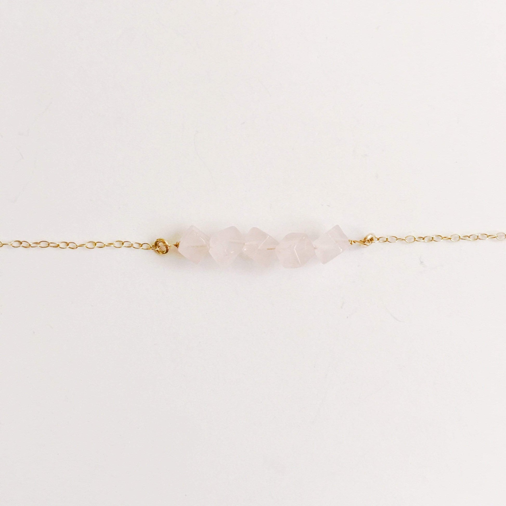 Rose Quartz Square Minimalist Necklace … Blonder Mercantile