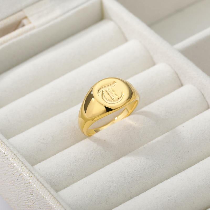 Sadie Monogrammed Signet Ring … Blonder Mercantile