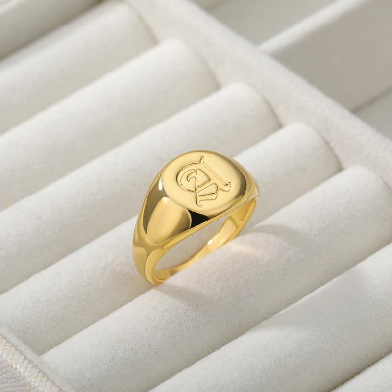 Sadie Monogrammed Signet Ring … Blonder Mercantile