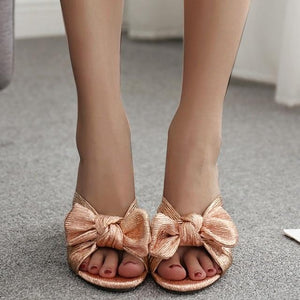 Tasha Gold Bow Sandal.