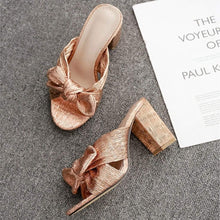 Load image into Gallery viewer, Tasha Gold Bow Sandal.