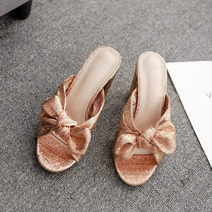 Tasha Gold Bow Sandal.